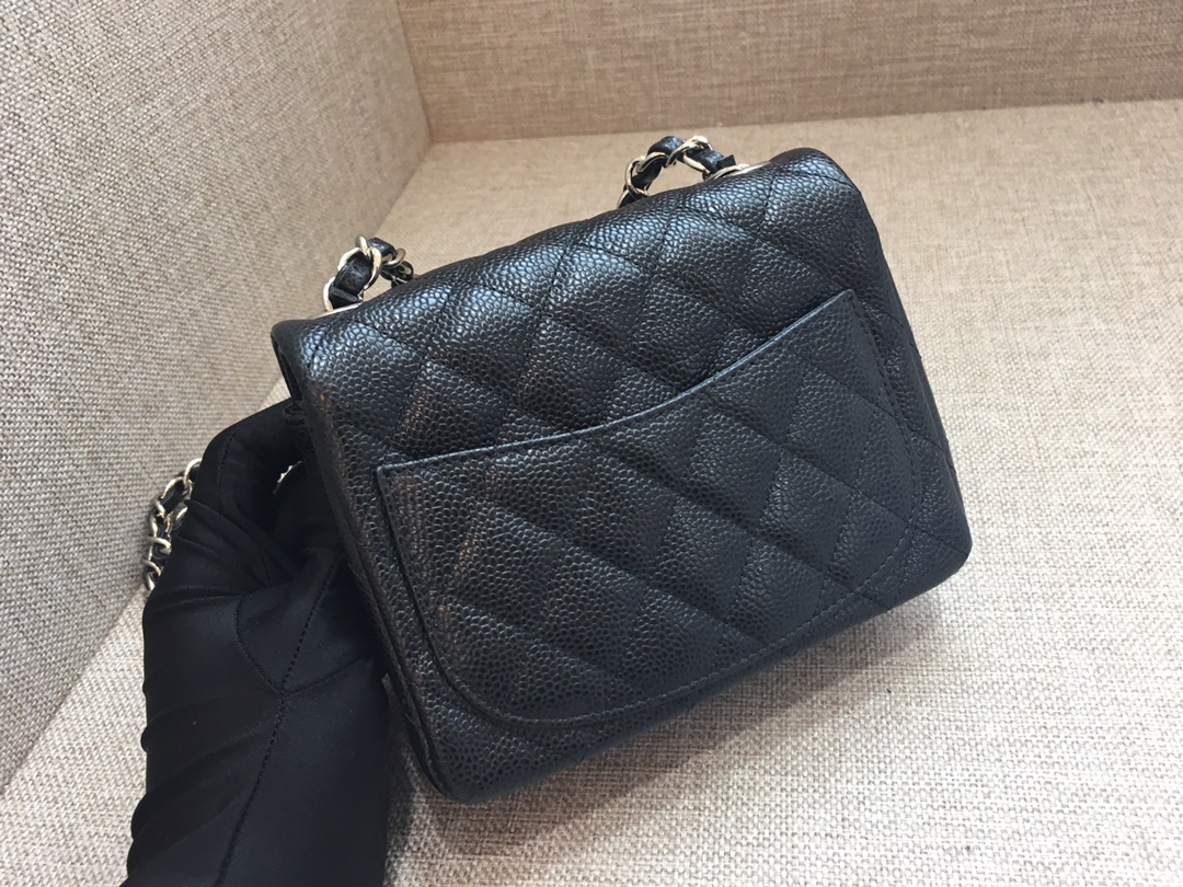 Mini Classic Flap Caviar Bag A01115 Black/Silver